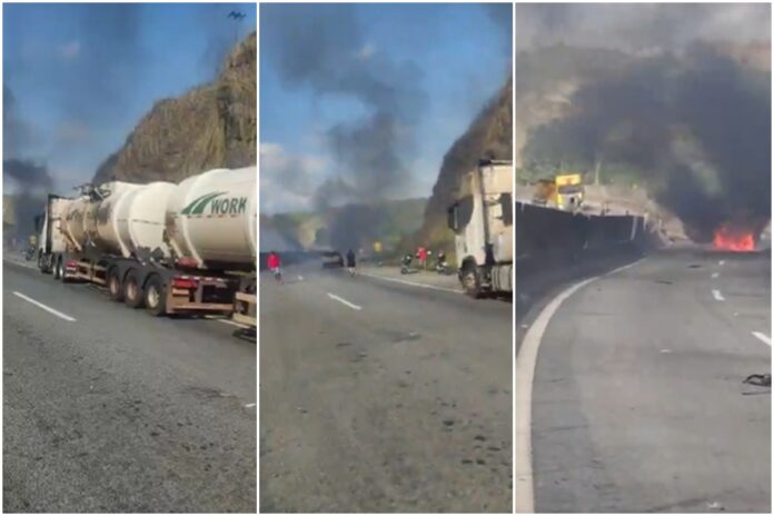 caminhao-com-combustivel-explode,-deixa-mortos-e-interdita-via-dutra.-veja-video